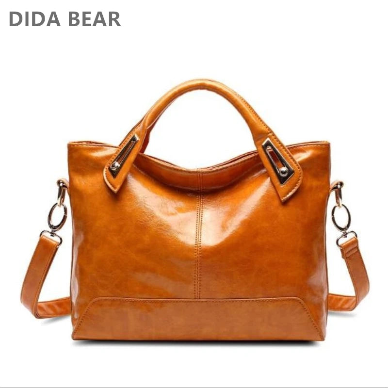 Designer Leather Tote Messenger Bag
