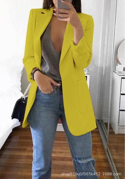 New high-quality blazerwomen's spring andautumn explosion style fashion lapel slim cardigan temperament largesize blazer(S--5XL)