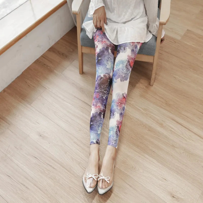 Summer thin mesh Leggings big stretch sexy transparent women's pants cool breathable silk slip trousers