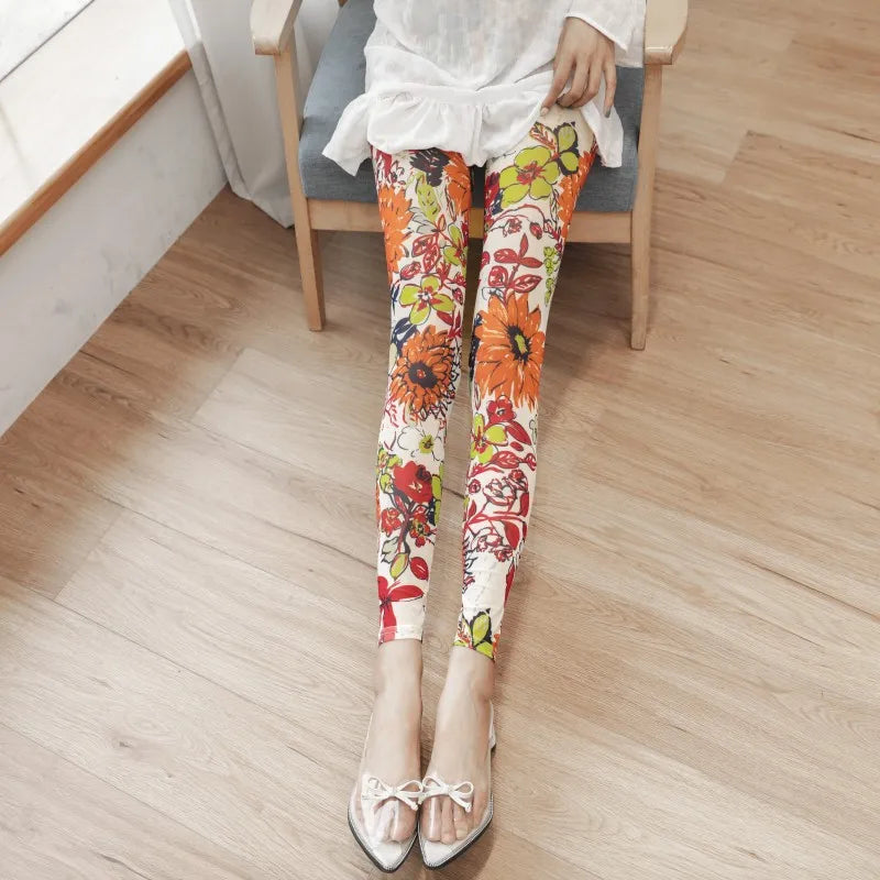 Summer thin mesh Leggings big stretch sexy transparent women's pants cool breathable silk slip trousers