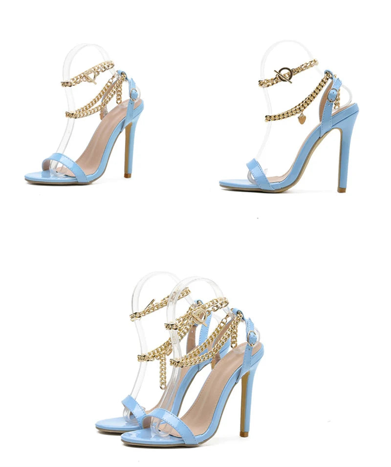 Pink Patent Leather Stiletto Sandals