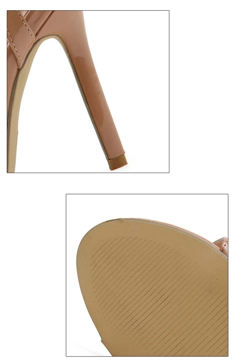 Pink Patent Leather Stiletto Sandals