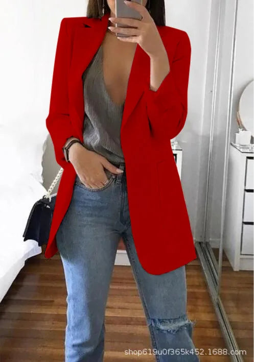 New high-quality blazerwomen's spring andautumn explosion style fashion lapel slim cardigan temperament largesize blazer(S--5XL)