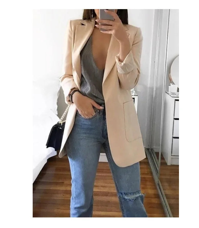 New high-quality blazerwomen's spring andautumn explosion style fashion lapel slim cardigan temperament largesize blazer(S--5XL)