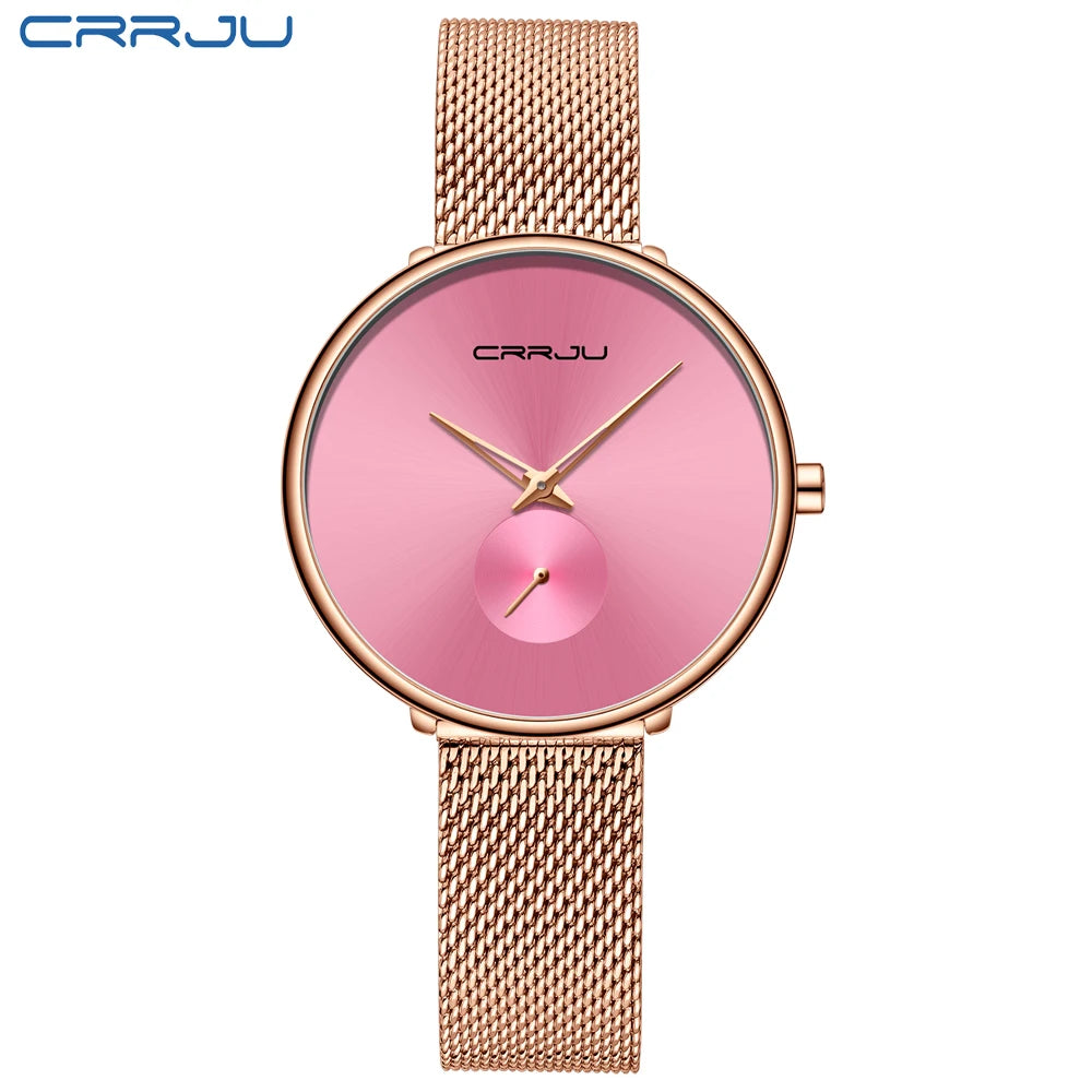 Luxury Brand CRRJU Women Watch Simple Elegant Quartz Lady Waterproof Wristwatch Female Fashion Casual Watches Clock reloj mujer