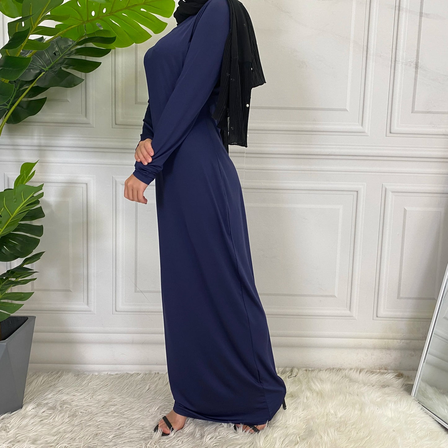 Summer Skirt For Ladies New Inner Dress Muslim Casual Dress For Women Clothing Islamic Abaya Long Sleeve Maxi Slim Inner Dress