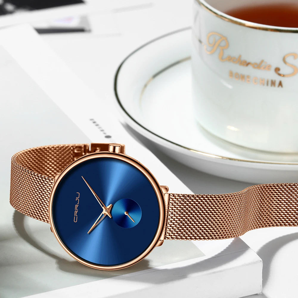 Luxury Brand CRRJU Women Watch Simple Elegant Quartz Lady Waterproof Wristwatch Female Fashion Casual Watches Clock reloj mujer