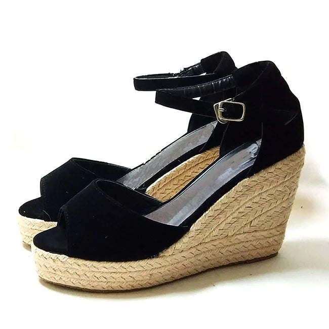 01 Espadrilles Women Wedges Peep Toe Sandals Platform | Faeva London