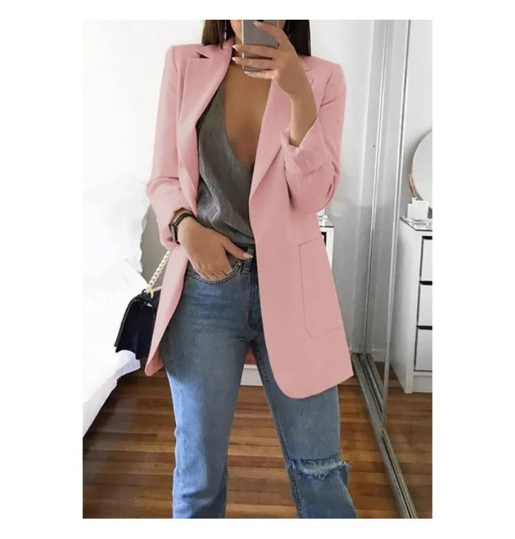 New high-quality blazerwomen's spring andautumn explosion style fashion lapel slim cardigan temperament largesize blazer(S--5XL)
