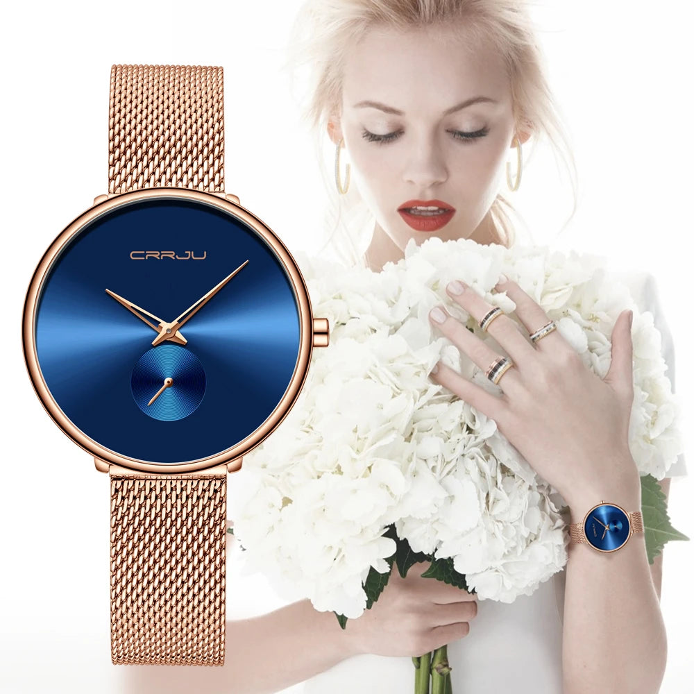 Luxury Brand CRRJU Women Watch Simple Elegant Quartz Lady Waterproof Wristwatch Female Fashion Casual Watches Clock reloj mujer