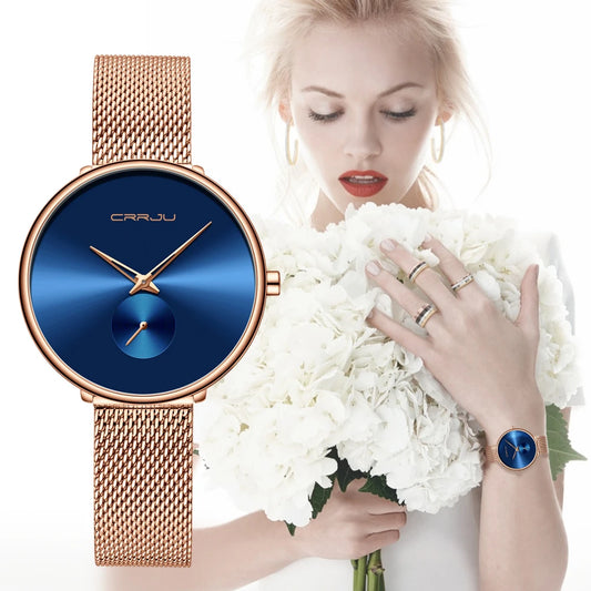 Luxury Brand CRRJU Women Watch Simple Elegant Quartz Lady Waterproof Wristwatch Female Fashion Casual Watches Clock reloj mujer