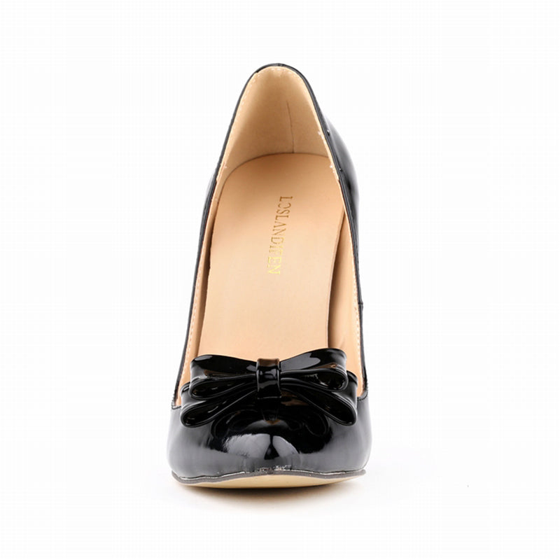 Patent Leather Bow Wedding Pumps