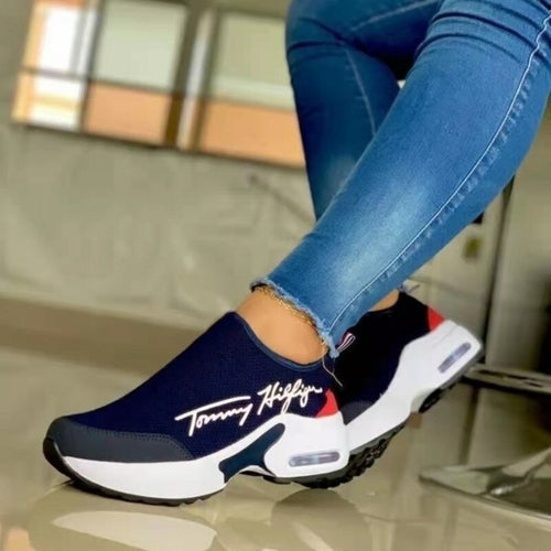 Women's Breathable Wedge Sneakers - Casual Walking Shoes