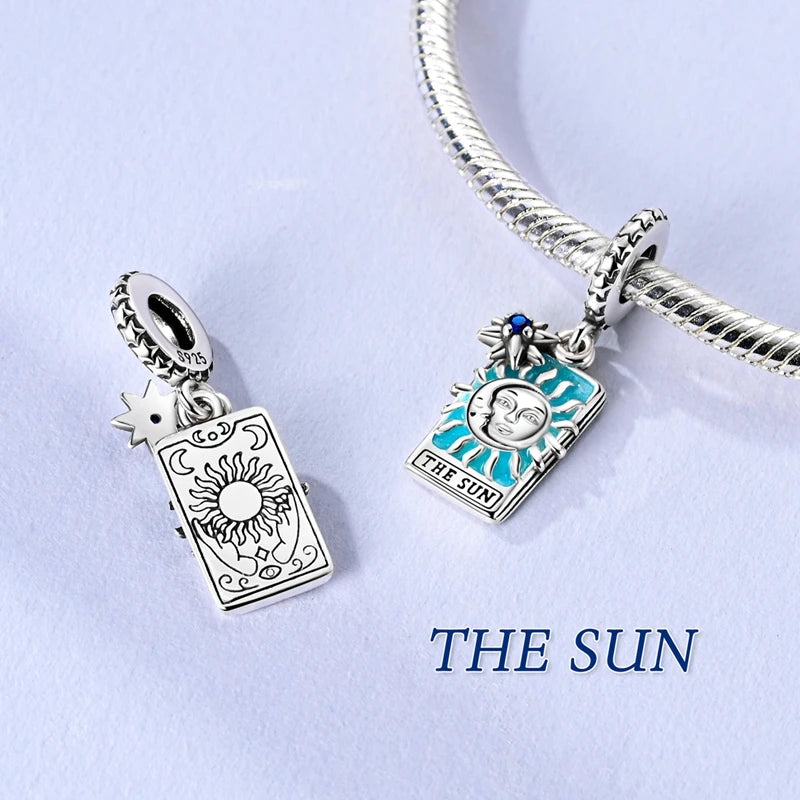 925 Sterling Silver Charm Pendant Star Moon Sun Starry Sky Beaded Charm Fit Original Bracelet DIY Fine Jewelry Making For Women