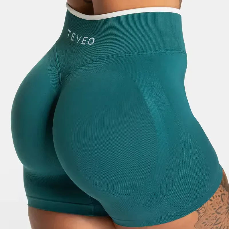 TEVEO Shorts Low Waist Seamless Women Yoga Shorts Scrunch Bum Gym Shorts Workout Biker Stretch Fitness Short Fashion Running