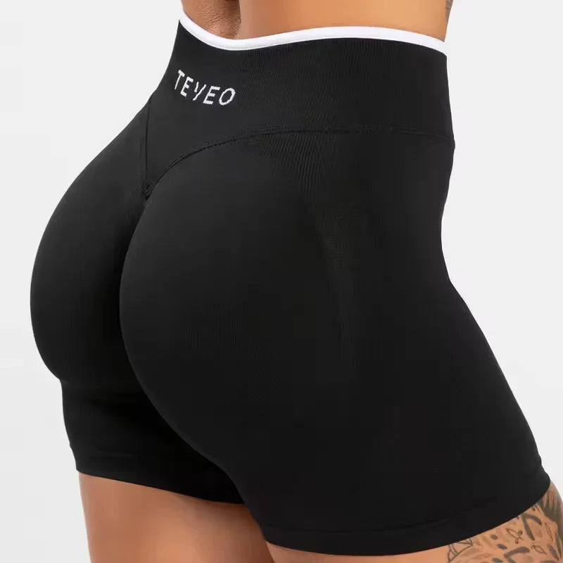 TEVEO Shorts Low Waist Seamless Women Yoga Shorts Scrunch Bum Gym Shorts Workout Biker Stretch Fitness Short Fashion Running