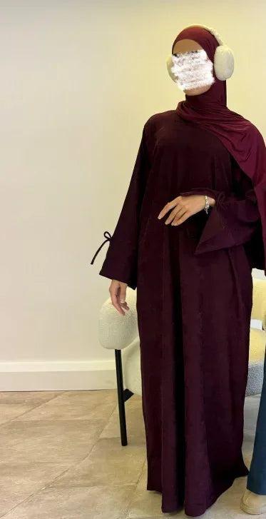 Eid Ramadan Corduroy Abayas Dubai Turkey Kaftan for Women Muslim Modest Dress Arabic Robe Kebaya Caftan Marocain Femme Musulmane