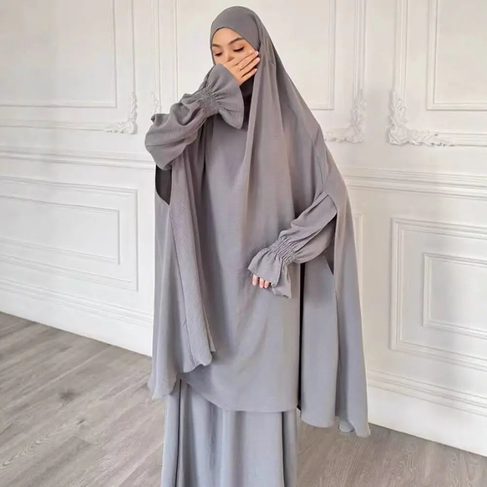 Muslim Women Dresses Khimar Two Piece Set Prayer Garment Eid Ramadan Dubai Hijab Kaftan Arab Long Robe Prayer Suit Vestidos 2026