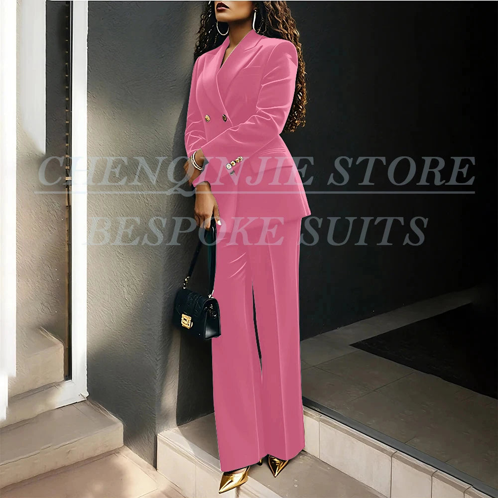 Luxury Green Velvet Women's Suits Fashion Double Breasted Peak Lapel Slim Fit Female Clothing Customzied 2 Piece Jacket Pants