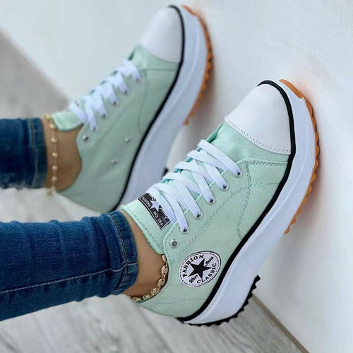 Women's Flat Canvas Sneakers | Faeva London