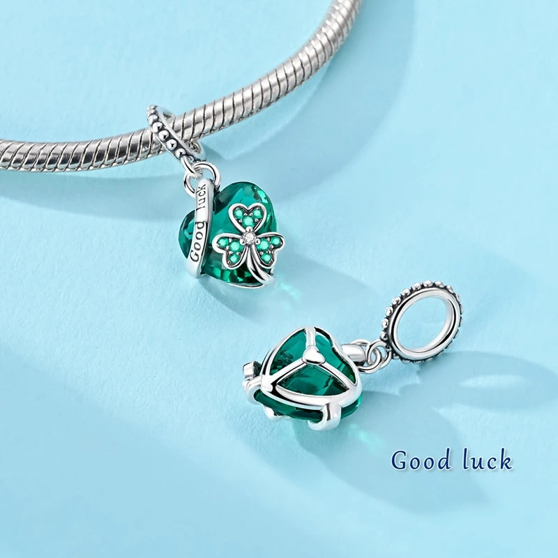 Heart Of The Ocean Charms Bead 925 Sterling Silver CZ Blue Zircon Forever Lover Pendant Fit Original Bracelet DIY Jewelry Gift