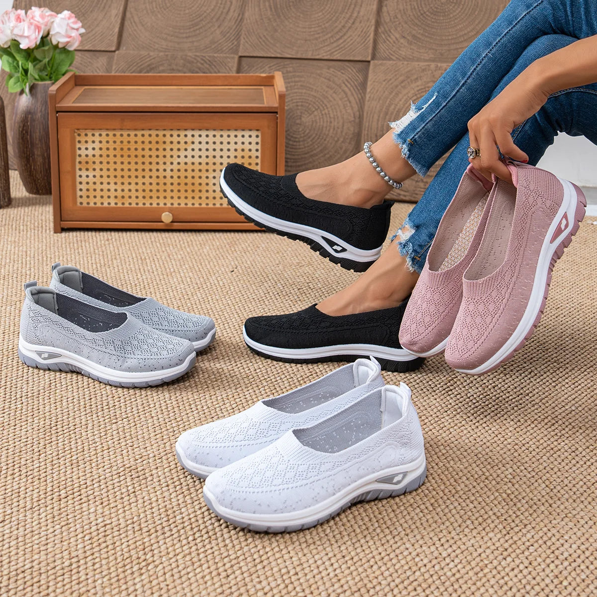 Women's shoes women's sports shoes soft-soled breathable lightweight net shoes sports walking shoes Affordable Free shipping