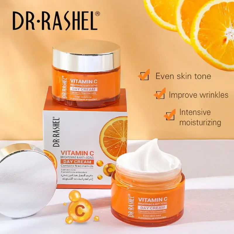 DR.RASHEL Vitamin C Brighten Face Whitening Cream Skin Revitalizer Moisturizing Anti-aging Facial Rejuvenating Day Night Cream
