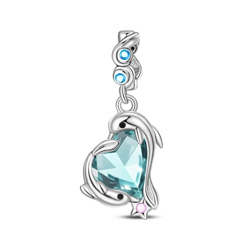 Fashionable 925 Sterling Silver Whale Butterfly Star Flower Heart-shaped Conch Original Pendant Bead fit Women DIY Jewelry Gifts