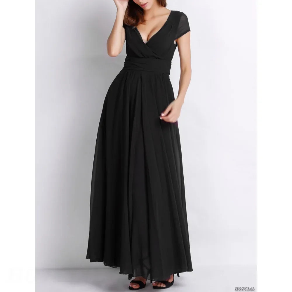 V Neck Chiffon Evening Dress