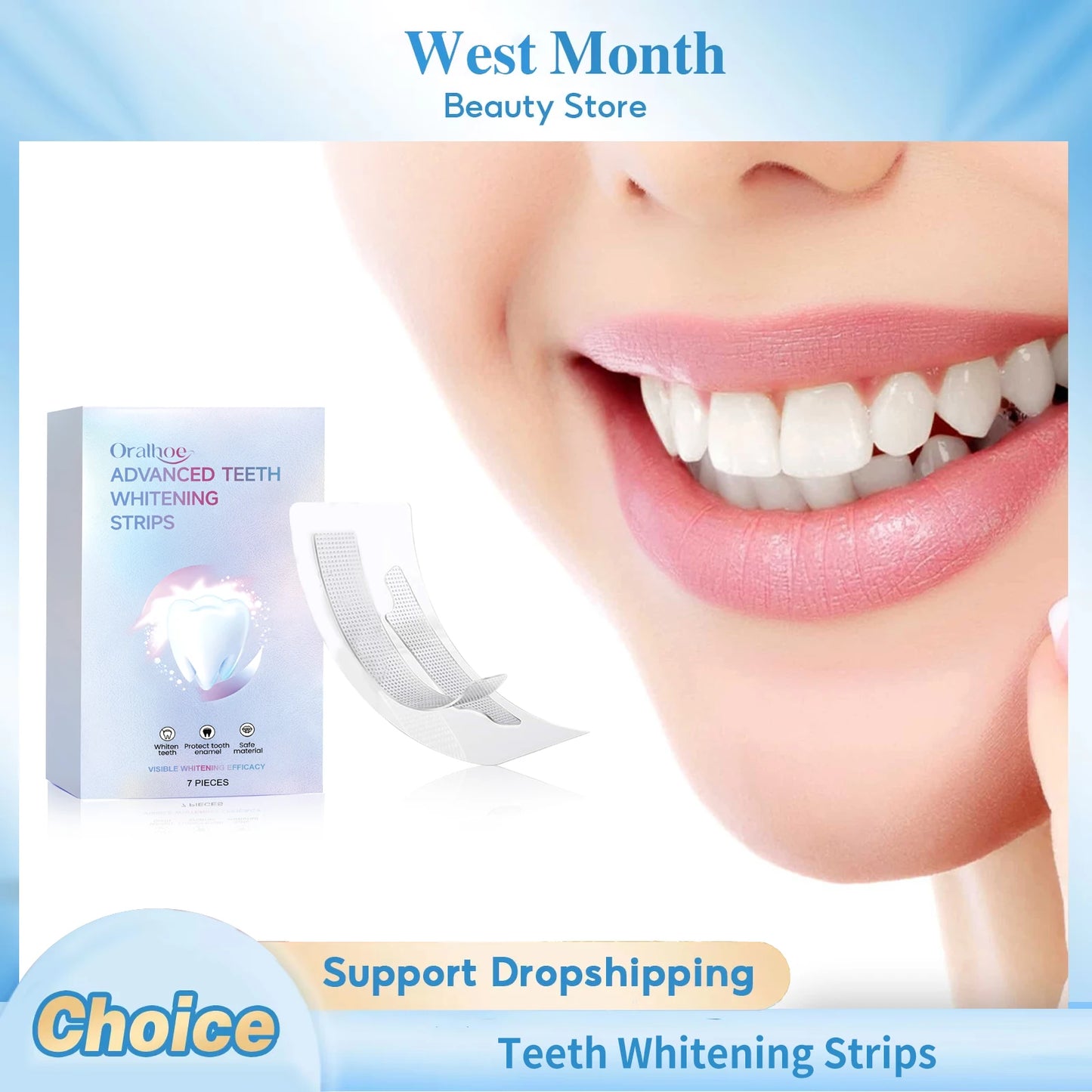 Teeth Whitening Strips Remove Yellow Smoke Tea Stains Cleansing Brightening Anti-Sensitivity Fresh Breath Teeth Bleaching Strips