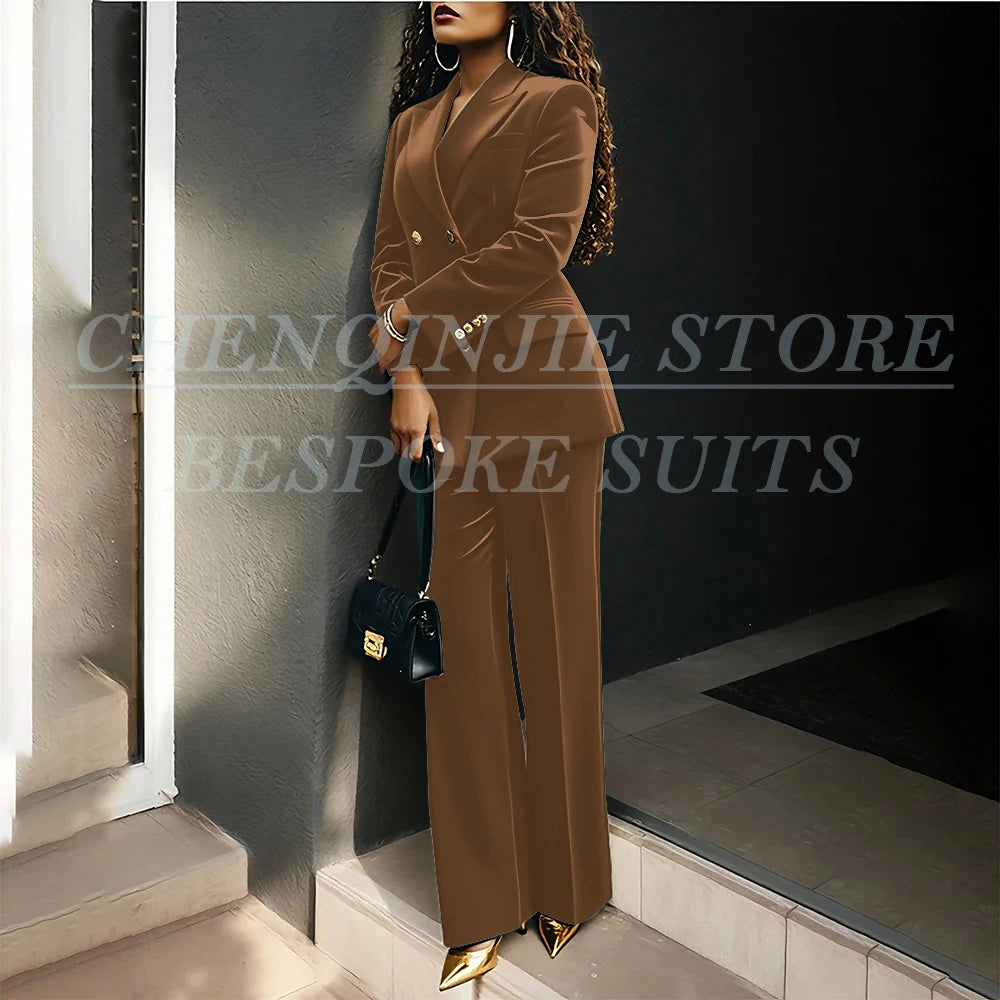 Luxury Green Velvet Women's Suits Fashion Double Breasted Peak Lapel Slim Fit Female Clothing Customzied 2 Piece Jacket Pants