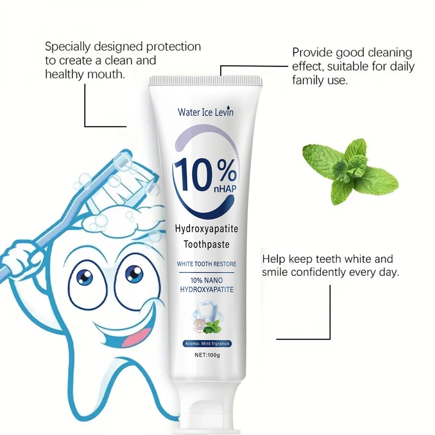 10% Nano Hydroxyapatite Toothpaste Restores White Tee | Faeva London