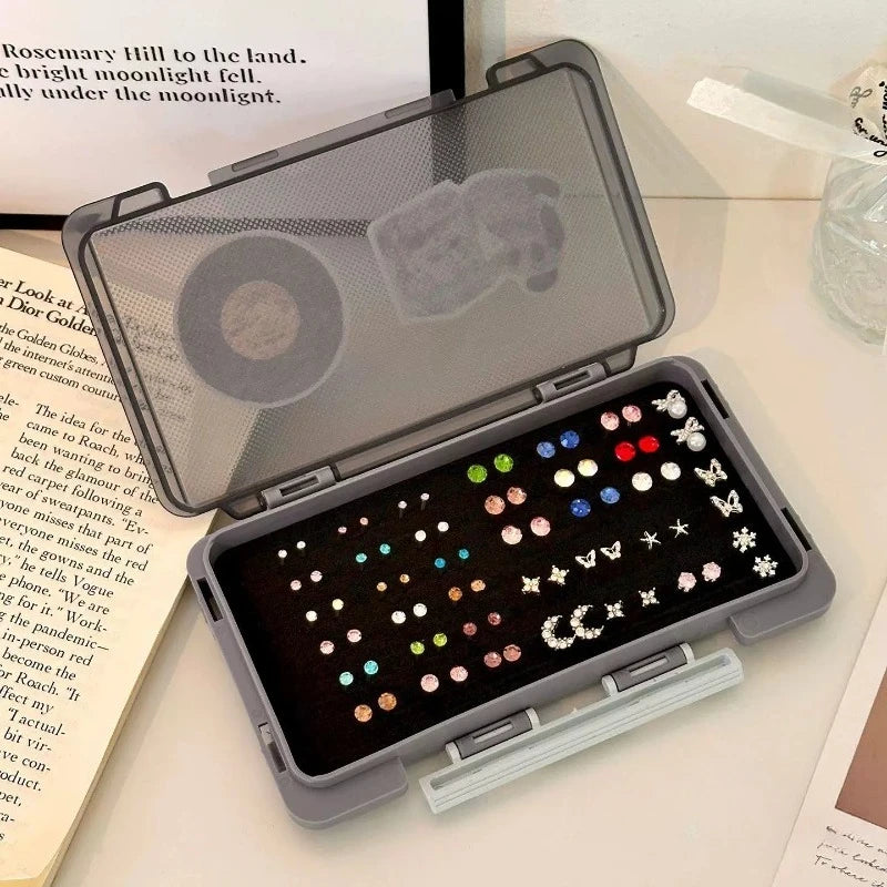 Portable Earring Stud Storage Box New Large Capacity Jewelry Storage Box Exquisite Earring Necklace Storage Packing Dustproof