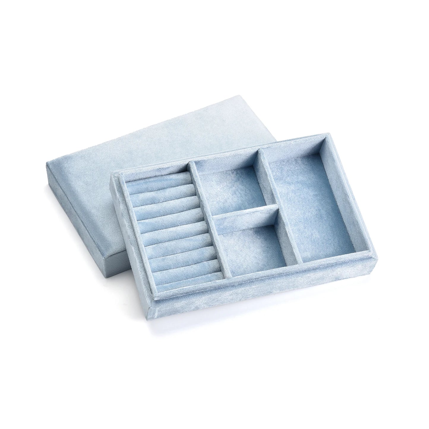 TAIMY Luxury Velvet Travel Portable Custom Logo Jewelry Tray With Lid Desktop Ring Bracelet Watch Storage Box Display Packaging
