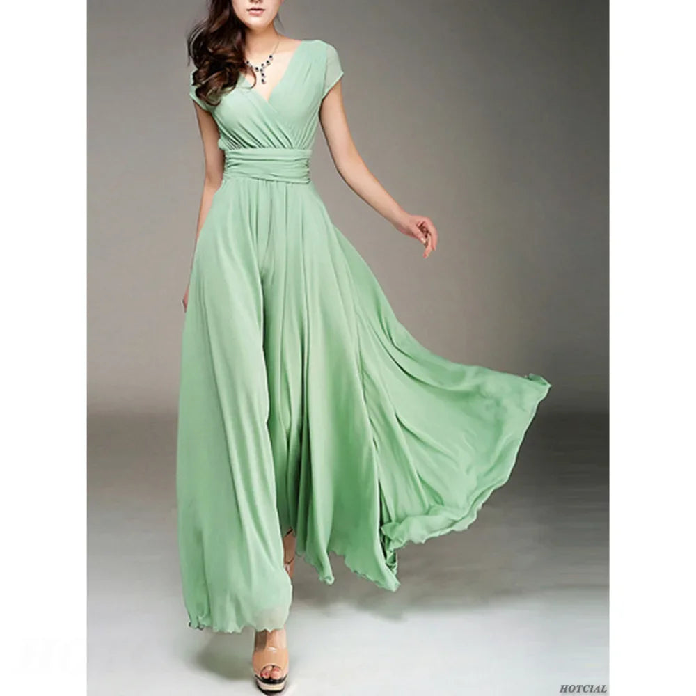 V Neck Chiffon Evening Dress