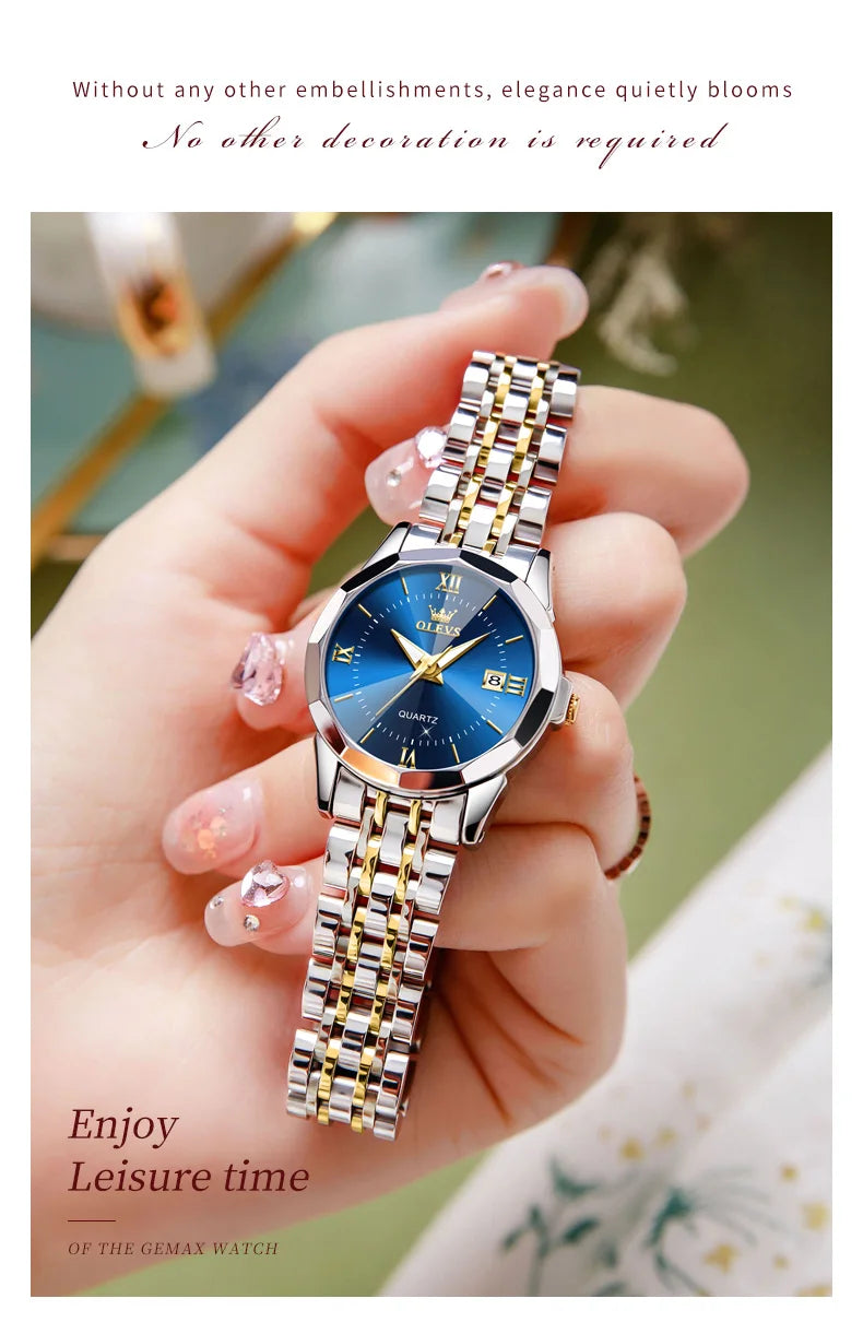 OLEVS 9989 Elegant Women Watch Casual Fashion Calendar Waterproof HD Luminous Watch Exquisite Luxury Brand Quartz Watch Girl