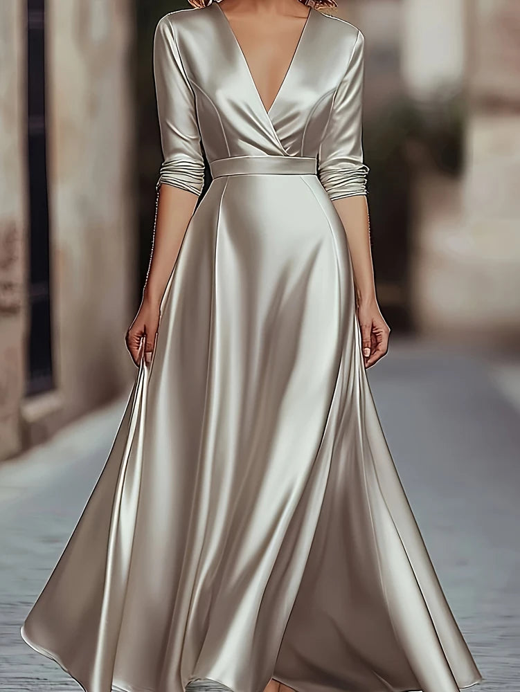 French V-Neck Evening Gown