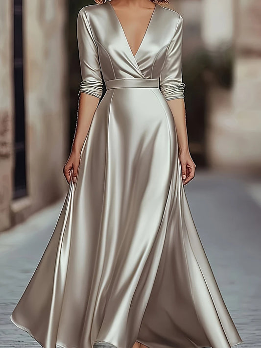 French V-Neck Evening Gown