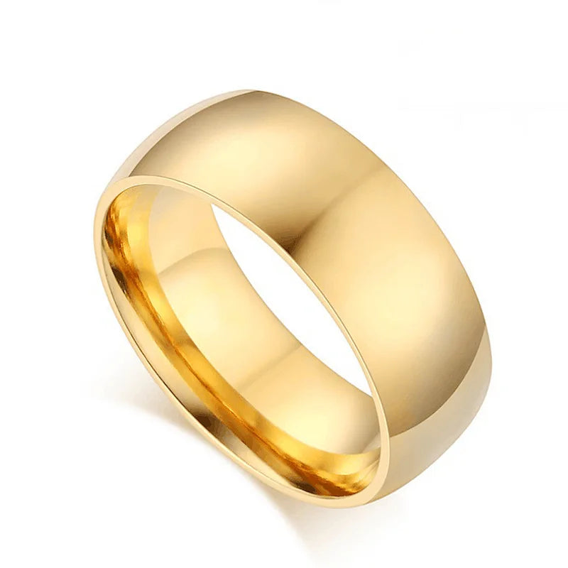 stainless steel Gold Color Fashion Alloy Rings Men and Women Smooth Lover Antithes Simple Ring Long Lasting Never Fade Jewelry