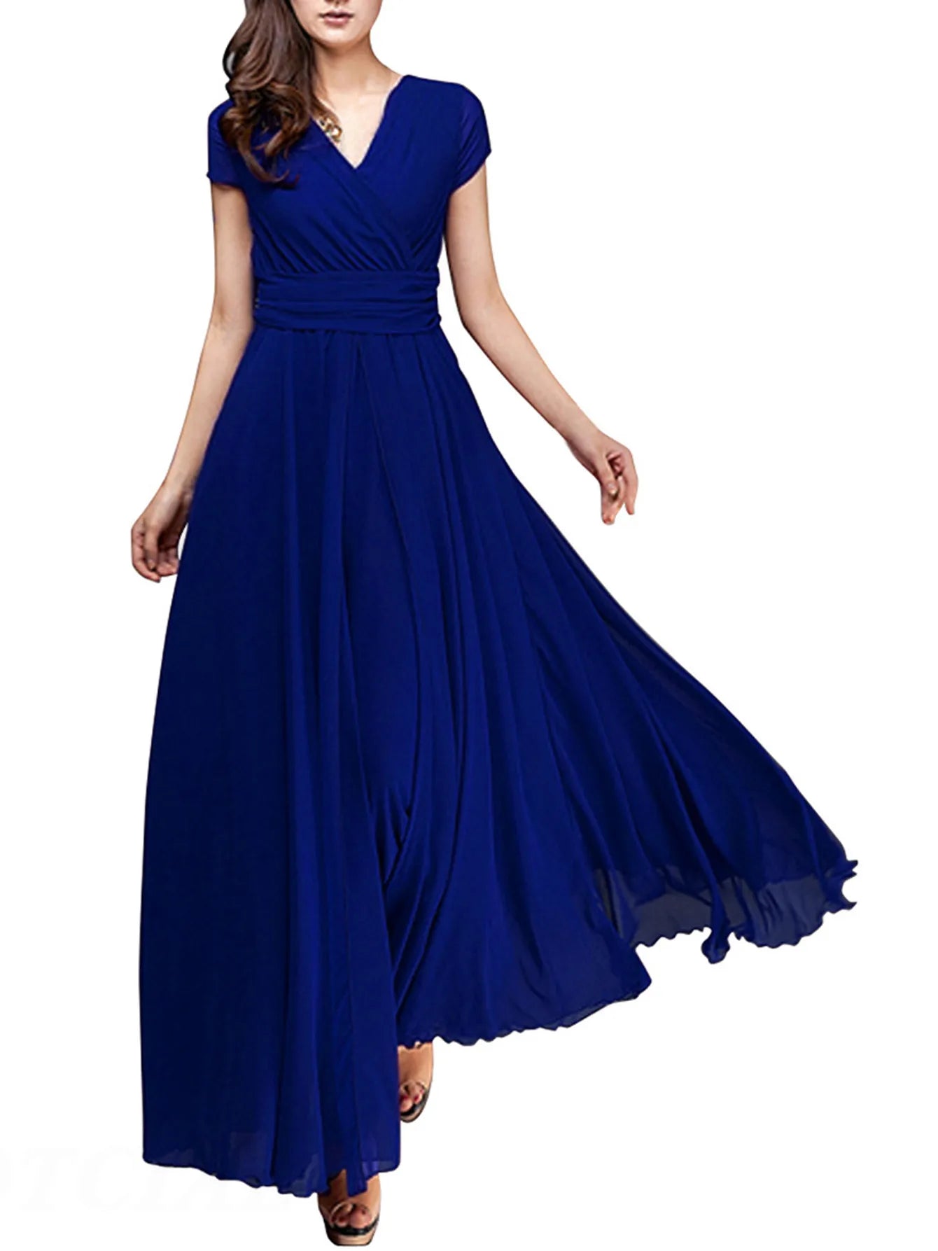 V Neck Chiffon Evening Dress