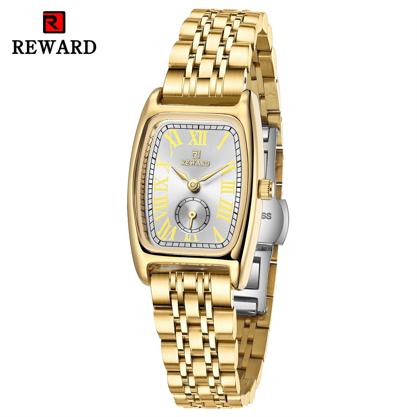 REWARD Luxury Elegant Rectangle Ladies Watch Waterproof Luminous Watch for Woman Stainless Steel Quartz Women's Watches with Box
