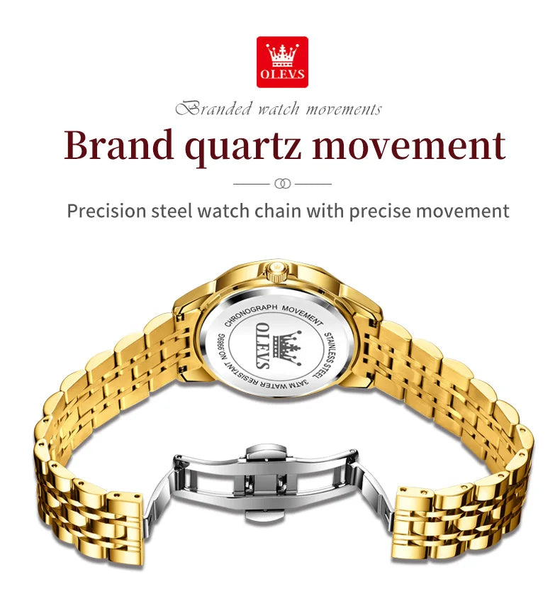 OLEVS 9989 Elegant Women Watch Casual Fashion Calendar Waterproof HD Luminous Watch Exquisite Luxury Brand Quartz Watch Girl