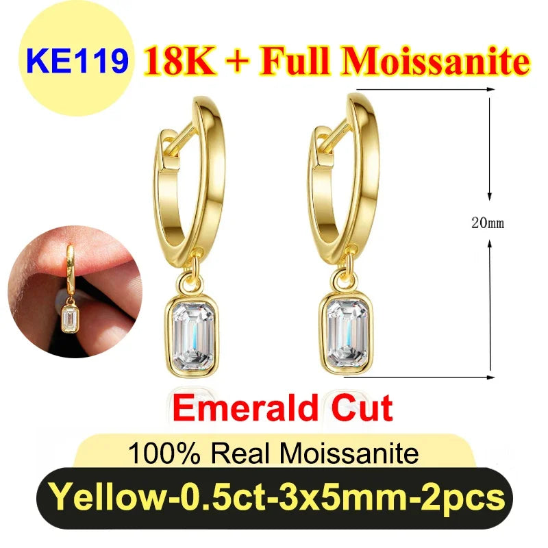 Simple 0.5ct Round Pear Emerald Moissanite Diamond Earring for Women 925 Sterling Silver Plated 18K Women Moissanite Earring GRA