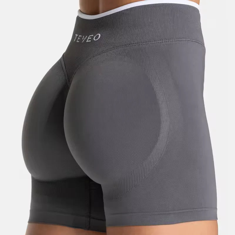 TEVEO Shorts Low Waist Seamless Women Yoga Shorts Scrunch Bum Gym Shorts Workout Biker Stretch Fitness Short Fashion Running