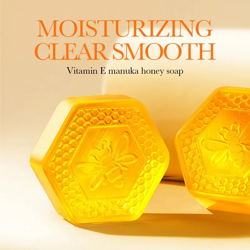 BIOAOUA Vitamin E Honey Essential Oil Soap - Gentle Cleansing Facial & Body Wash, Moisturizing Hydrating Fragrant Bath Soap, Nat