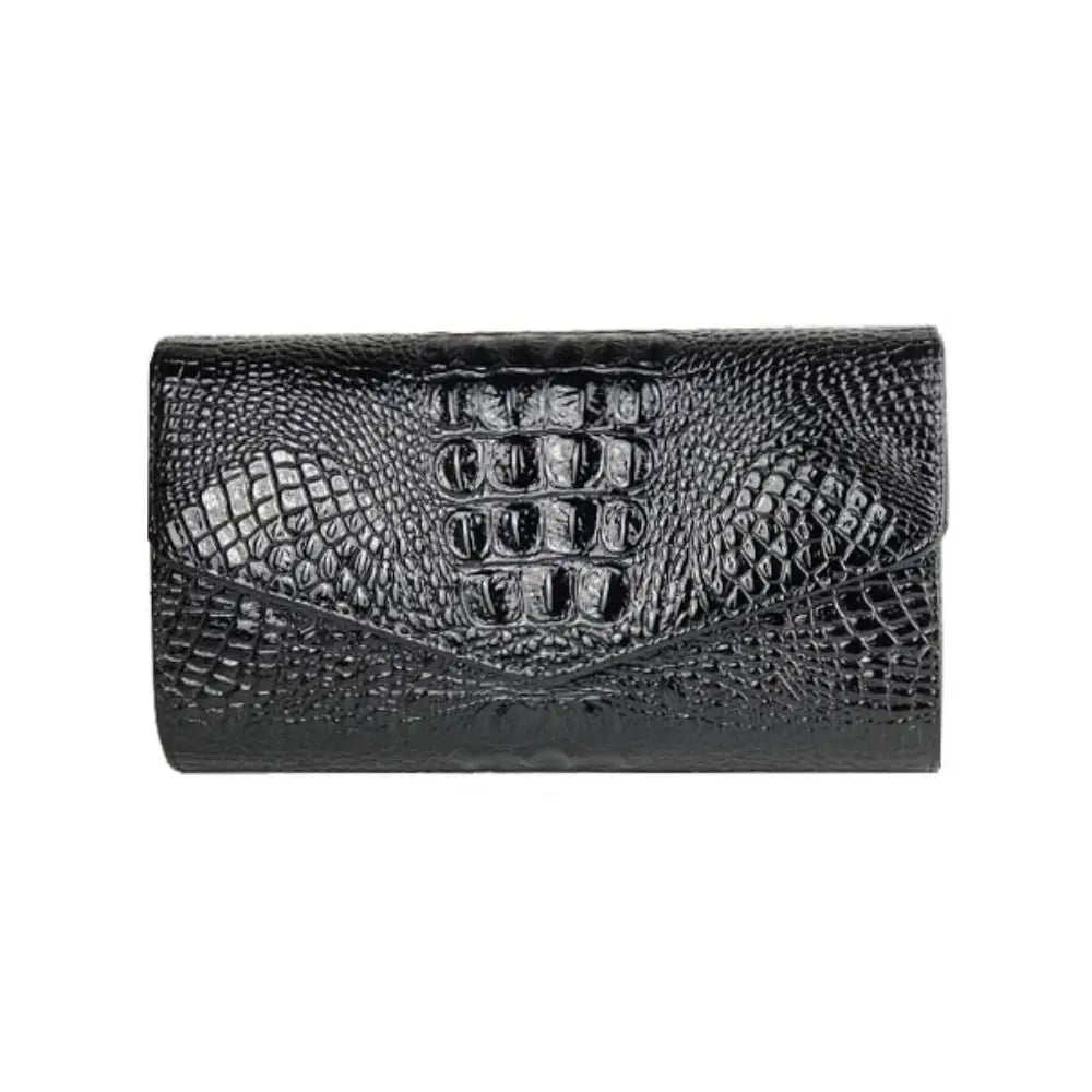 Crocodile Leather Chain Clutch Bag