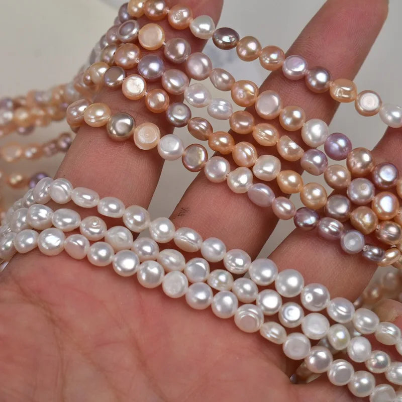 White Mixed Colors Irregular Pearl 5-6mm Horizontal Hole Double-Polished Natural Freshwater Shaped Bead DIY Loose Beads Jewelry