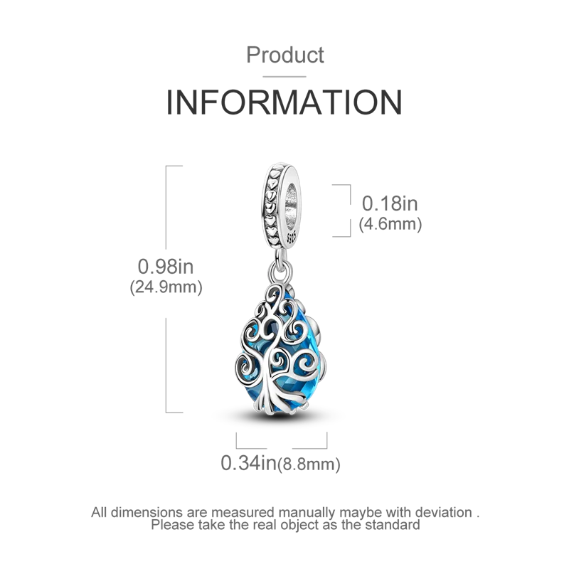 Heart Of The Ocean Charms Bead 925 Sterling Silver CZ Blue Zircon Forever Lover Pendant Fit Original Bracelet DIY Jewelry Gift