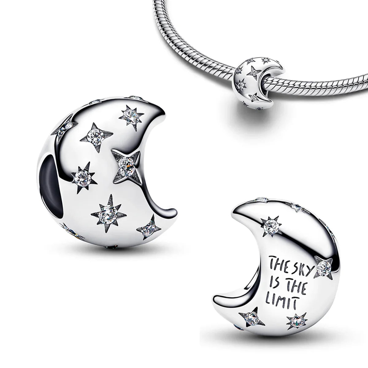 Hot Sale Original 925 Sterling Silver Star & Moon Charms Earrings Ring Beads Pendant fit Bracelet Necklace DIY Fine Jewelry Gift
