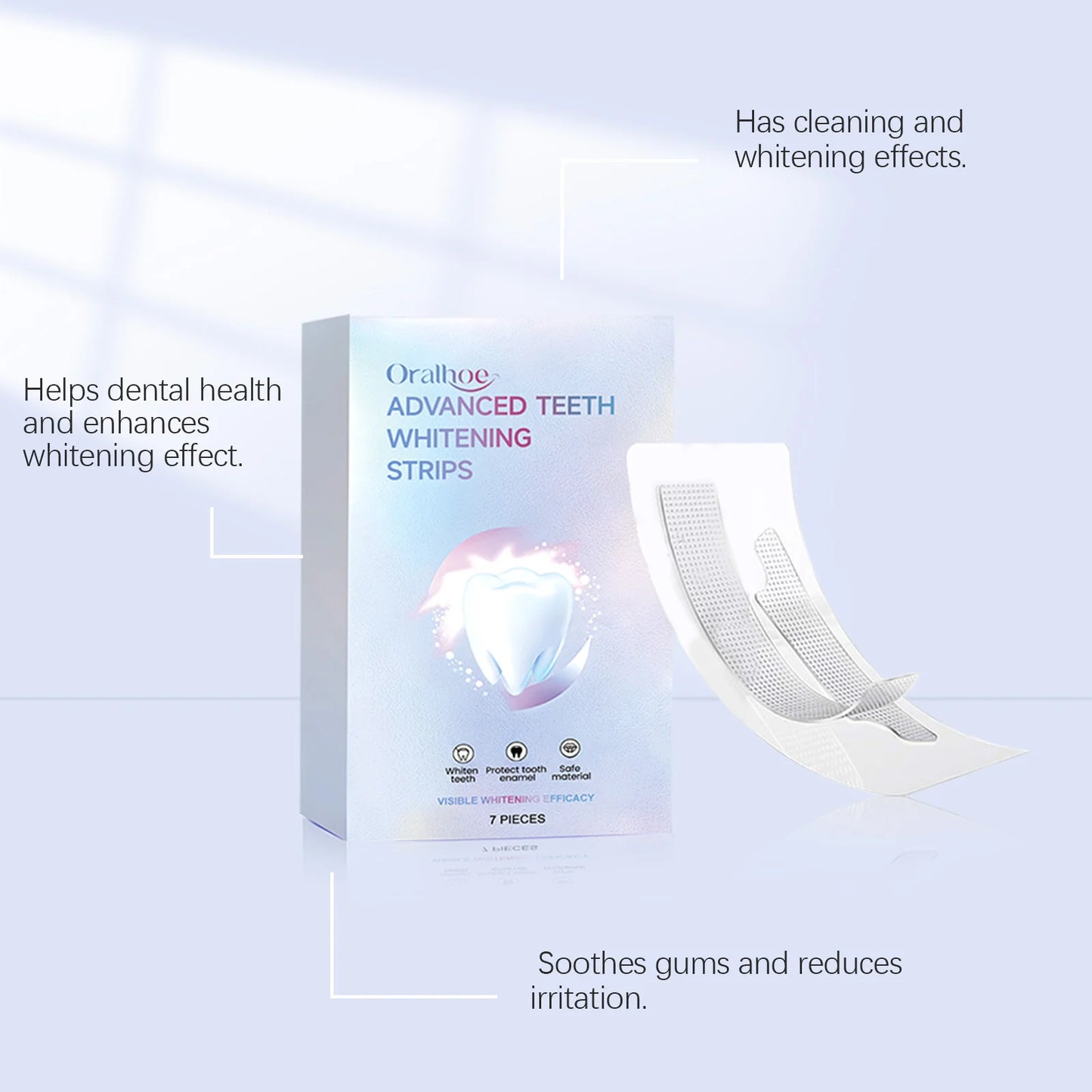 Teeth Whitening Strips Remove Yellow Smoke Tea Stains Cleansing Brightening Anti-Sensitivity Fresh Breath Teeth Bleaching Strips